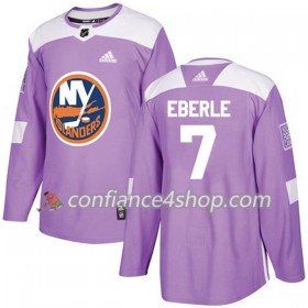 Adidas Maillot de Hockey New York Islanders Jordan Eberle 7 2017-2018 Violet Fights Cancer Practice Authentic - Homme